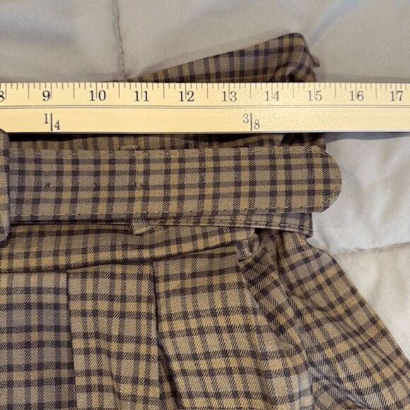 NWT Cider Pleated Buckle Skirt Brown Check Plaid Belt Size Medium - Picture 8 of 10